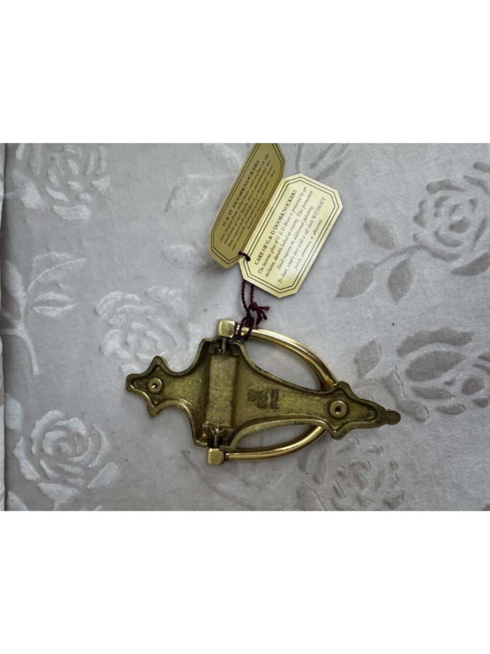 Vintage Solid Brass Door Knocker By G&D Spain With Tag Elegant Traditional 1970s - Picture 5 of 7